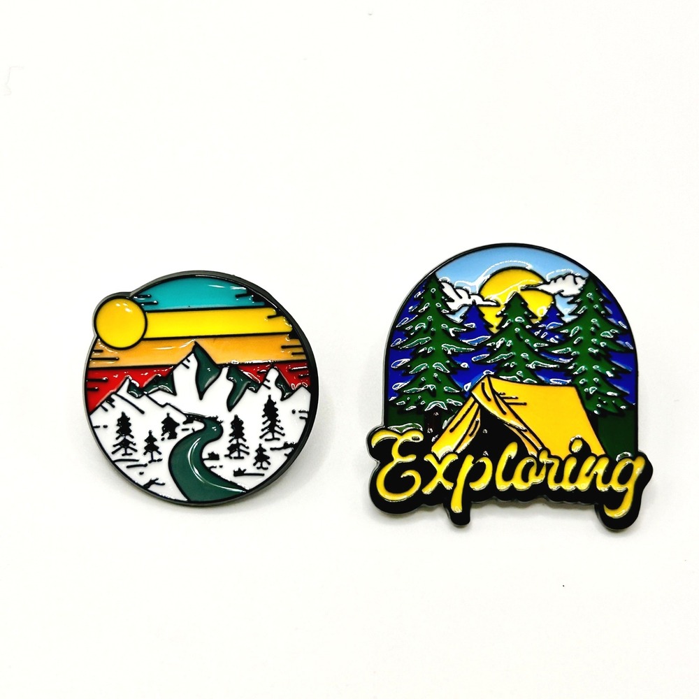 Nature Exploring Enamel Pin Set OS Multi Color Mountain Tent Adventure Outdoors